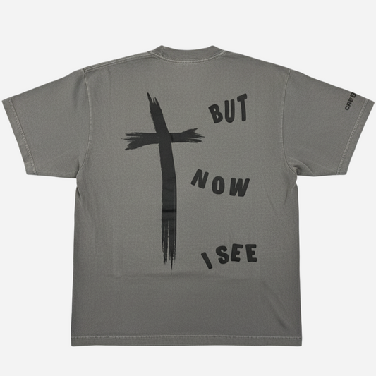 gray oversized christian merch that say i was blind but now i see with cross from faith-based apparel brand CRE8NEW
jesus loves you