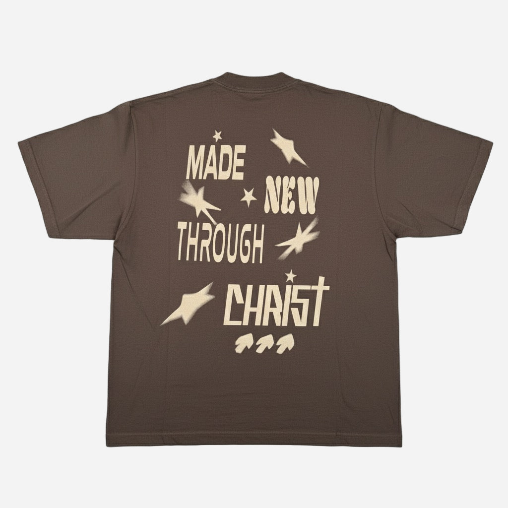 mocha-oversized- made new through christ christian merch shirt from faith-based apparel brand CRE8NEW
JESUS LOVES YOU