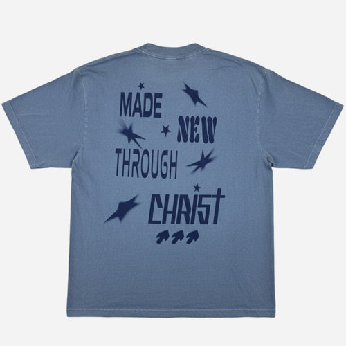 blue-oversized-y2k-cre8new christian merch with made new through christ on the back from faith-based apparel brand CRE8NEW
JESUS LOVES YOU