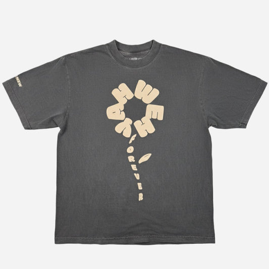 Gray oversized christian merch shirt with YahWeh Forever as a flower in puff ink 
from popular faith-based apparel brand CRE8NEW
JESUS LOVES YOU