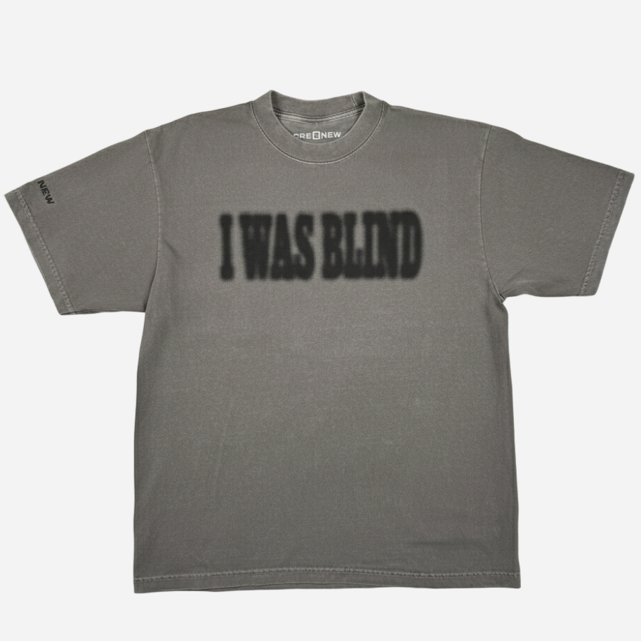 gray oversized christian street-wear with i was blind from faith-based apparel brand CRE8NEW