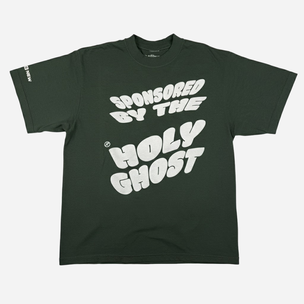 green sponsored by the Holy Ghost oversized christian merch faith-based apparel CRE8NEW